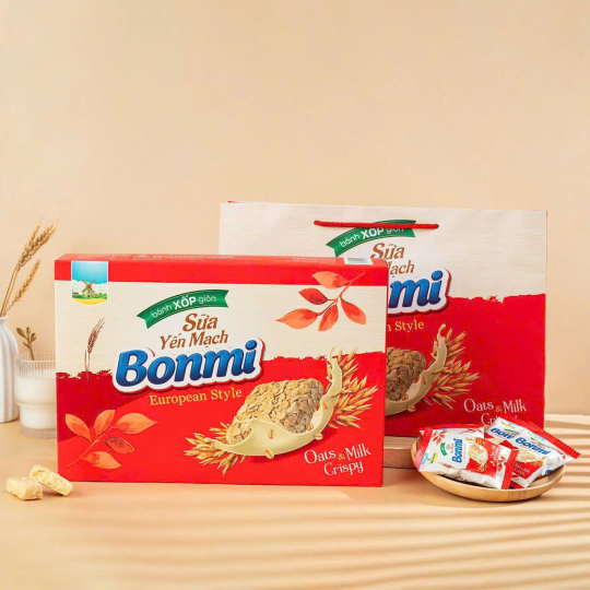Bánh xốp giòn sữa yến mạch BONMI hộp 252g